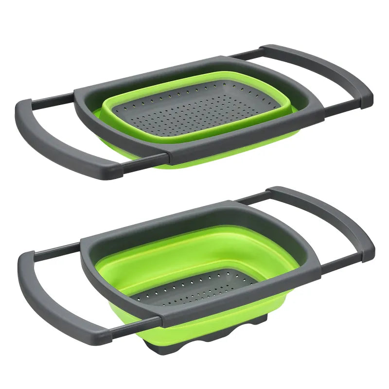 Collapsible Over-Sink Silicone Colander — Green