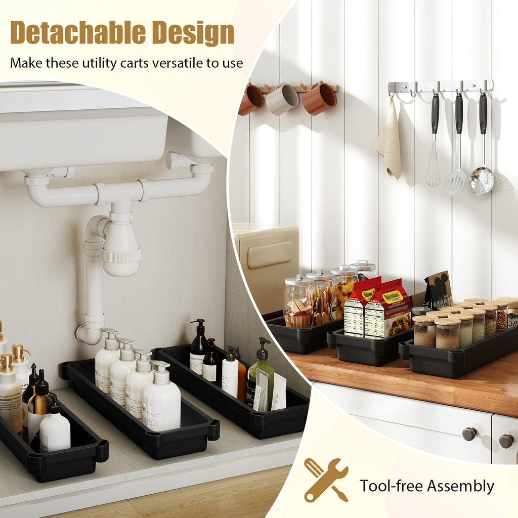 3-Tier Slim Rolling Storage Cart — 2 Pack