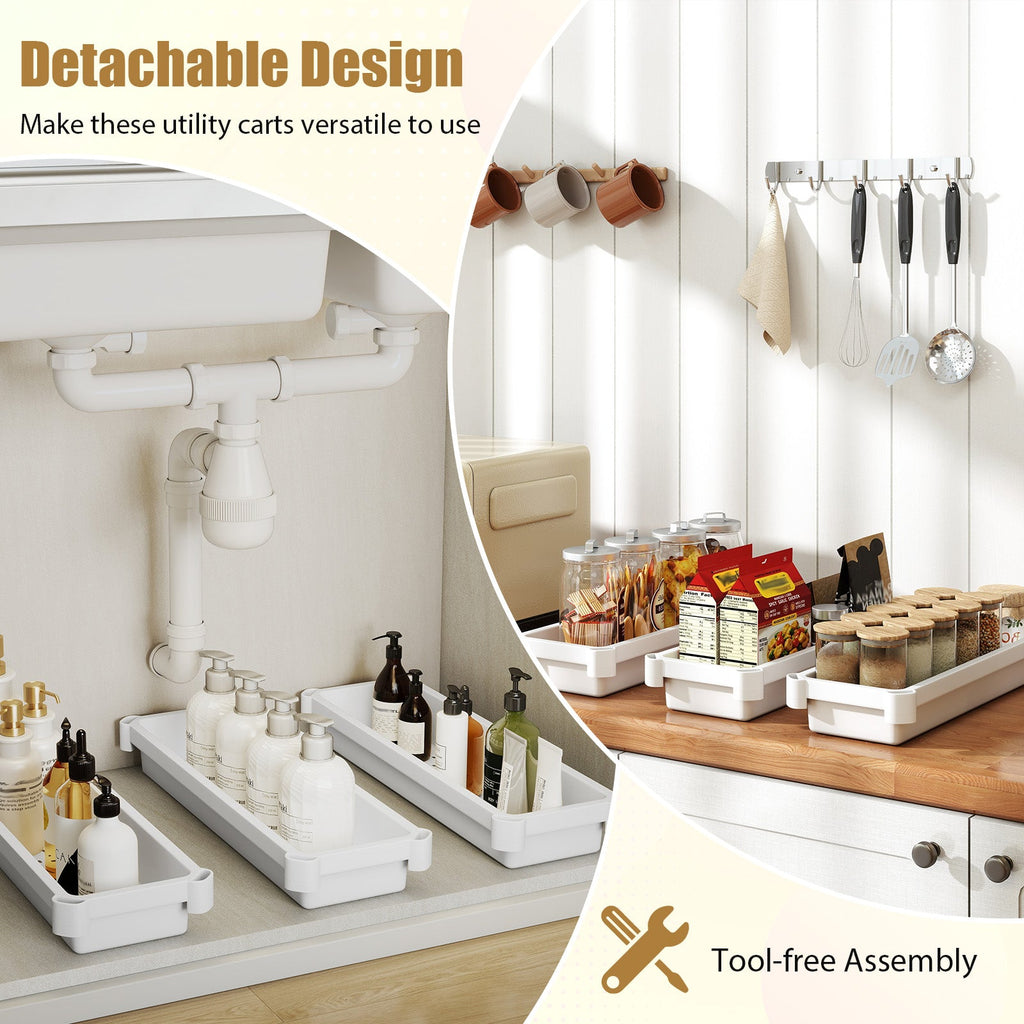 3-Tier Slim Rolling Storage Cart — 2 Pack