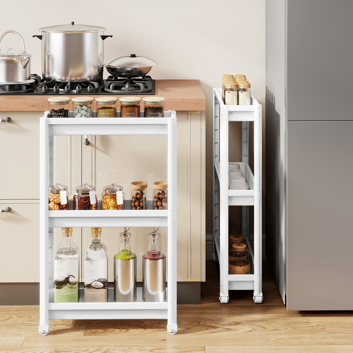 3-Tier Slim Rolling Storage Cart — 2 Pack