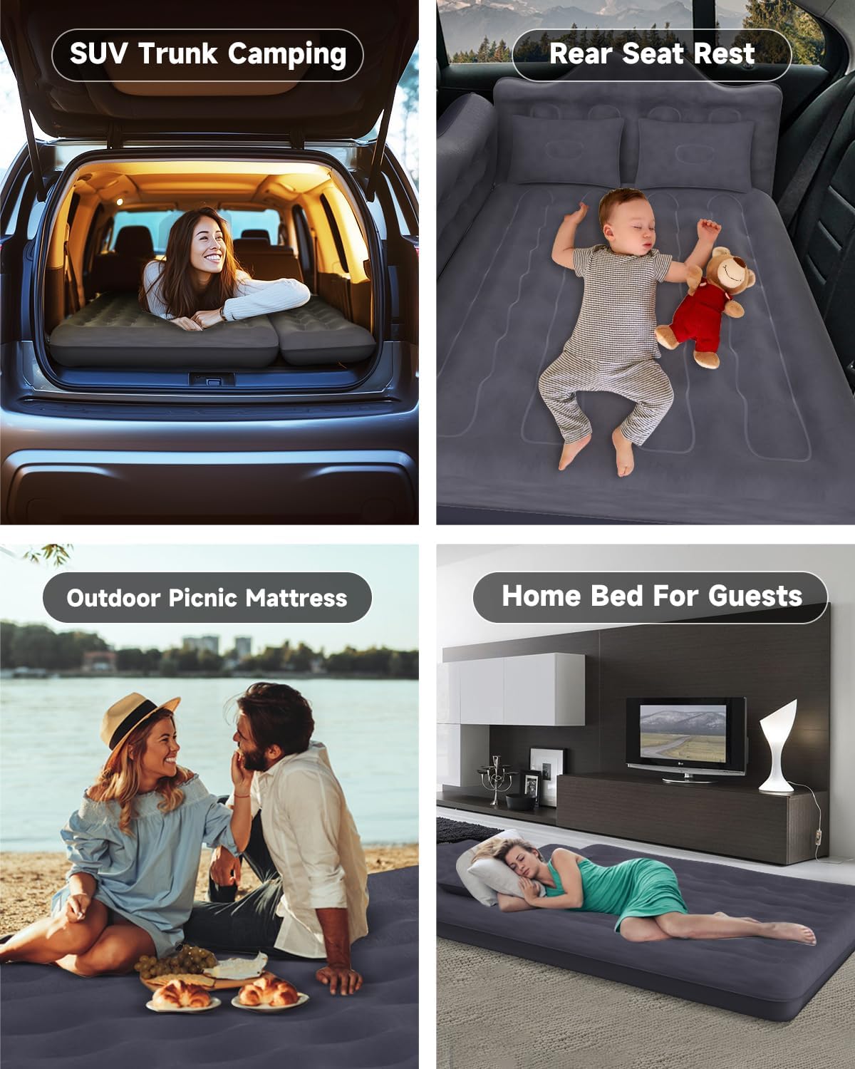 Umbrauto Inflatable Car Mattress with Pump & Pillows