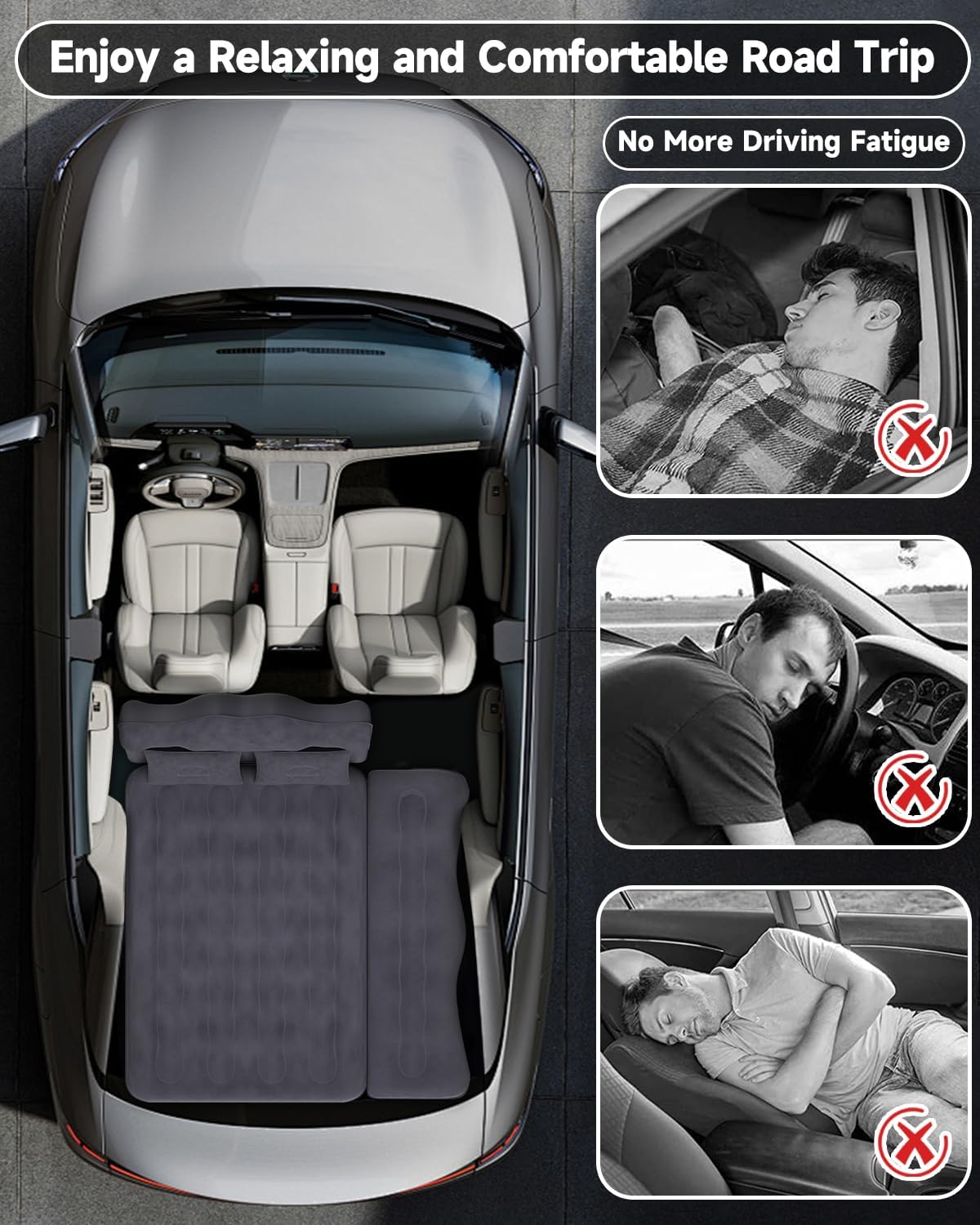 Umbrauto Inflatable Car Mattress with Pump & Pillows