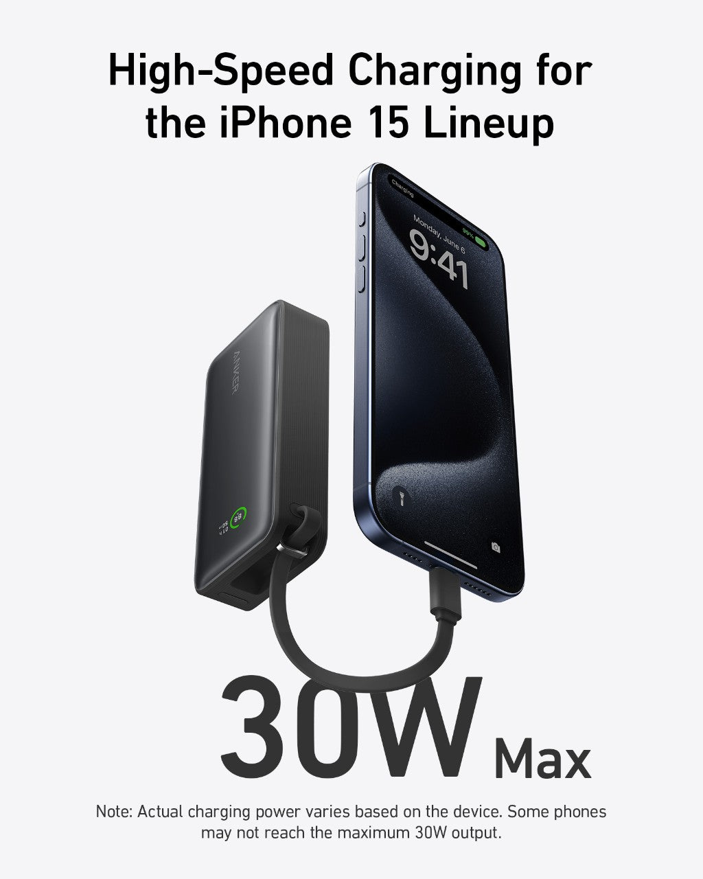 Anker Nano 10K Power Bank | 30W Built-In USB-C Cable