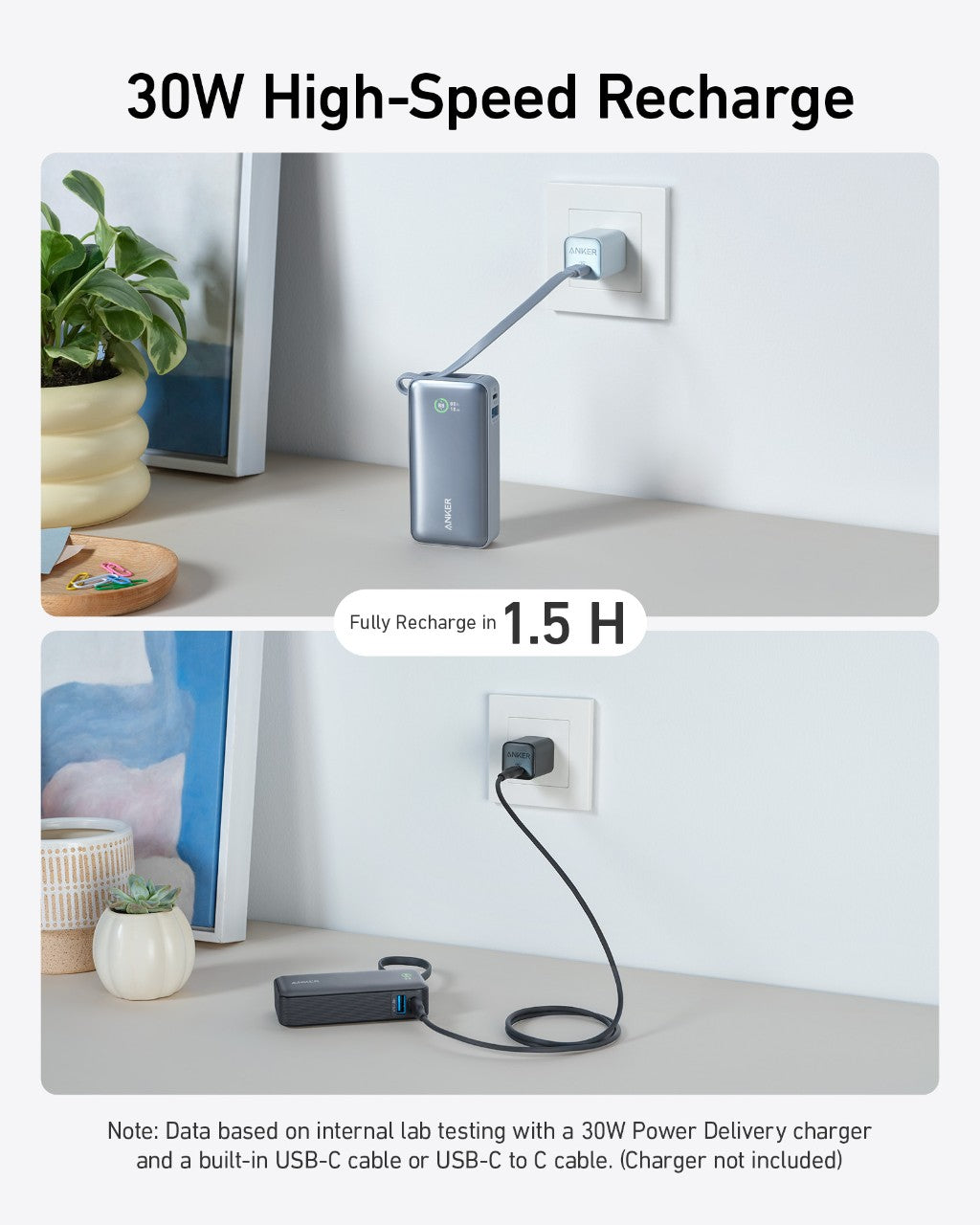 Anker Nano 10K Power Bank | 30W Built-In USB-C Cable