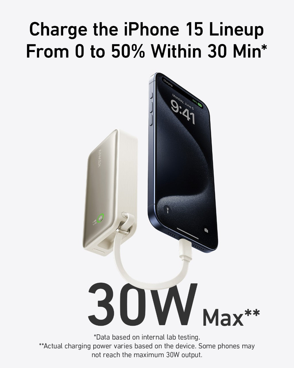 Anker Nano 10K Power Bank | 30W Built-In USB-C Cable