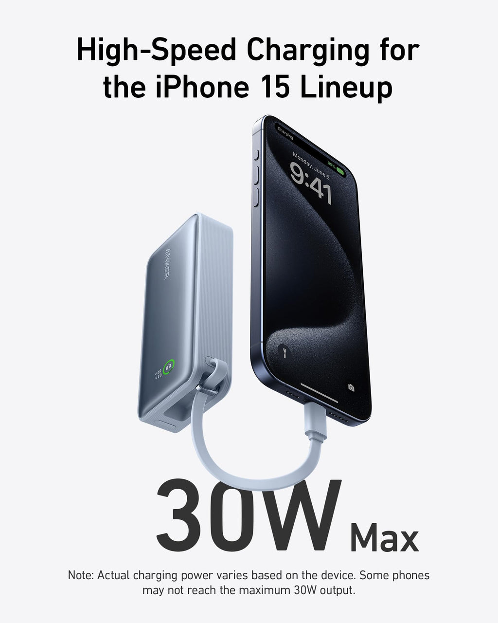 Anker Nano 10K Power Bank | 30W Built-In USB-C Cable
