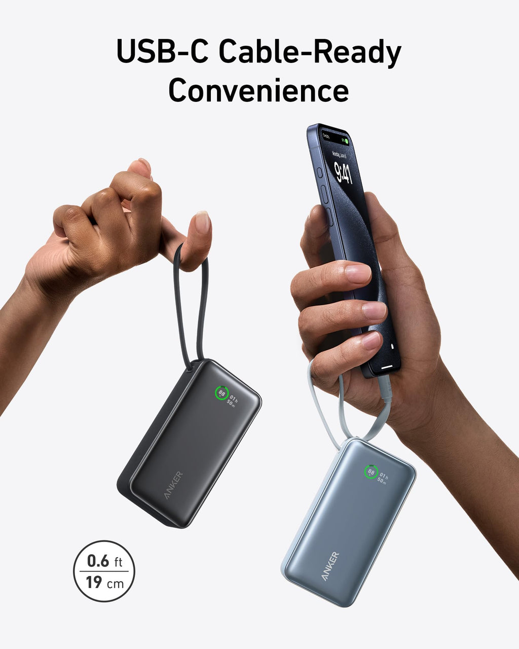 Anker Nano 10K Power Bank | 30W Built-In USB-C Cable