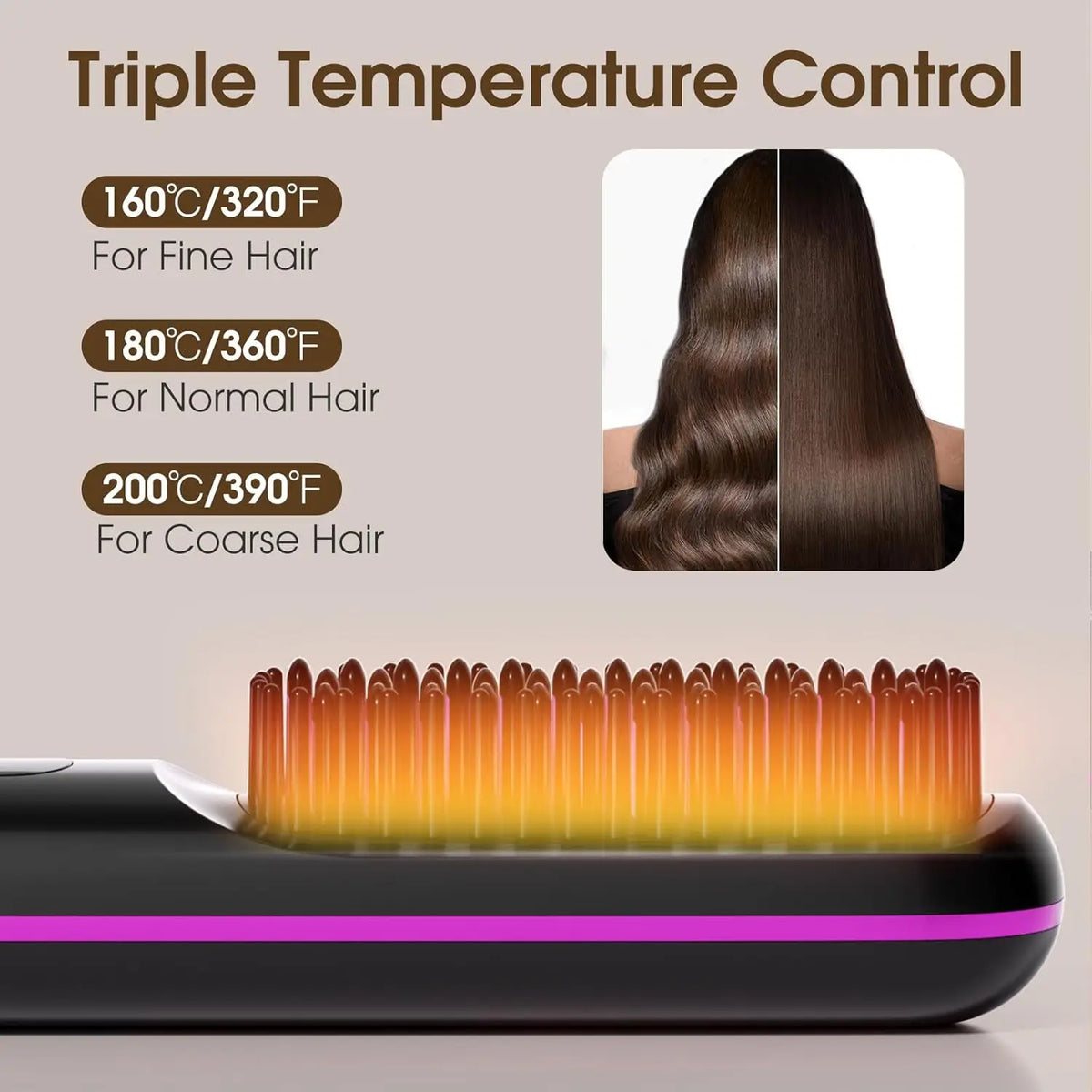 Cordless LCD Hair Straightening Brush