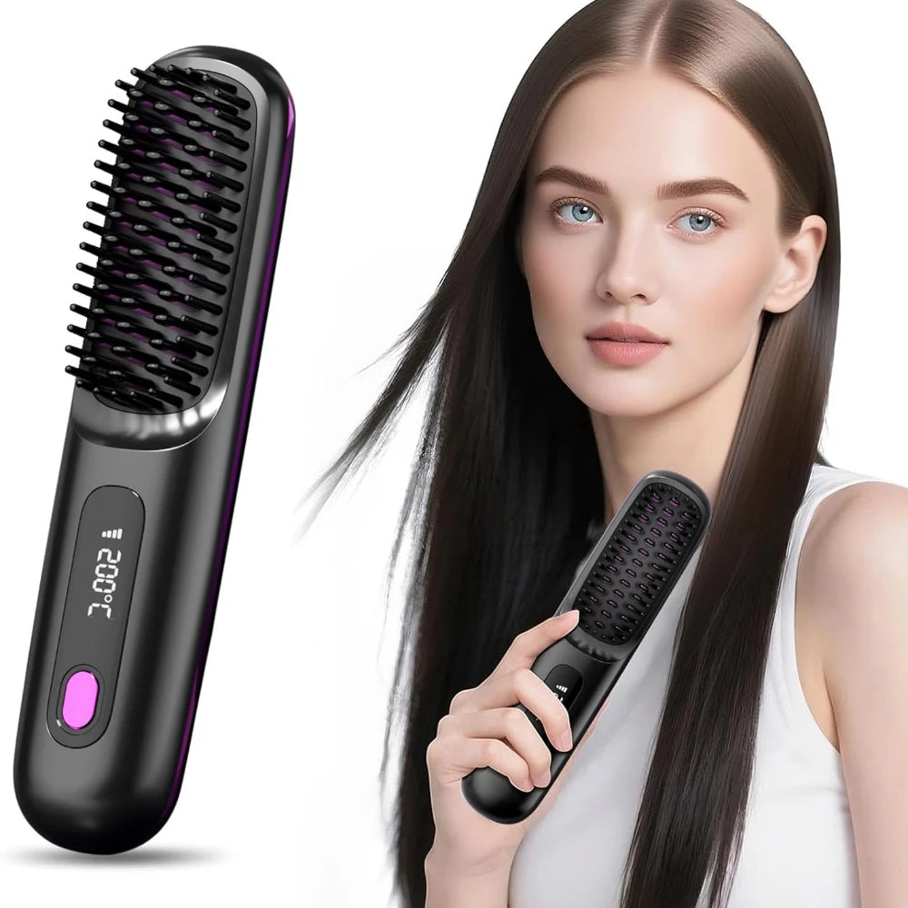 Cordless LCD Hair Straightening Brush