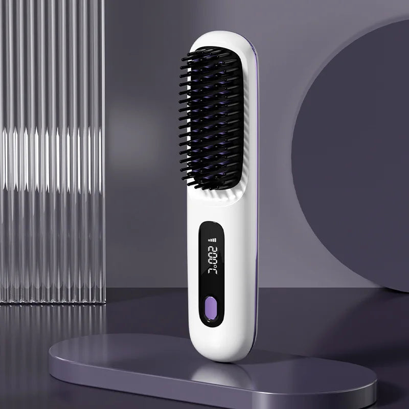 Cordless LCD Hair Straightening Brush
