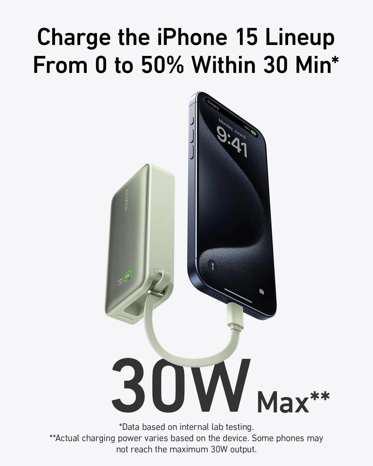 Anker Nano 10K Power Bank | 30W Built-In USB-C Cable