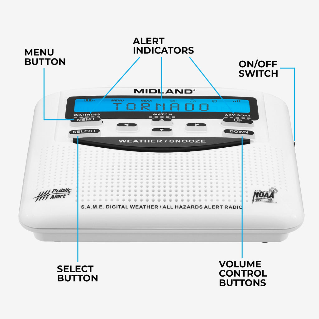 Midland WR120 NOAA Weather Alert Radio | S.A.M.E. Alerts