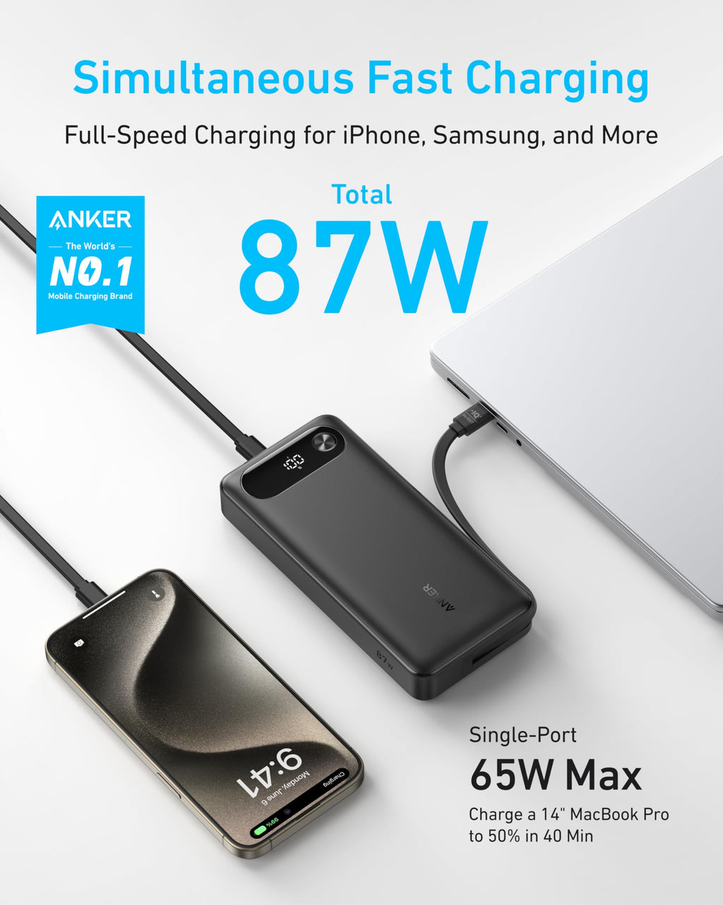 Anker 20K Power Bank | 87W Multi-Device Charging
