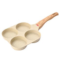 Beige four-well breakfast pan with wood-look handle