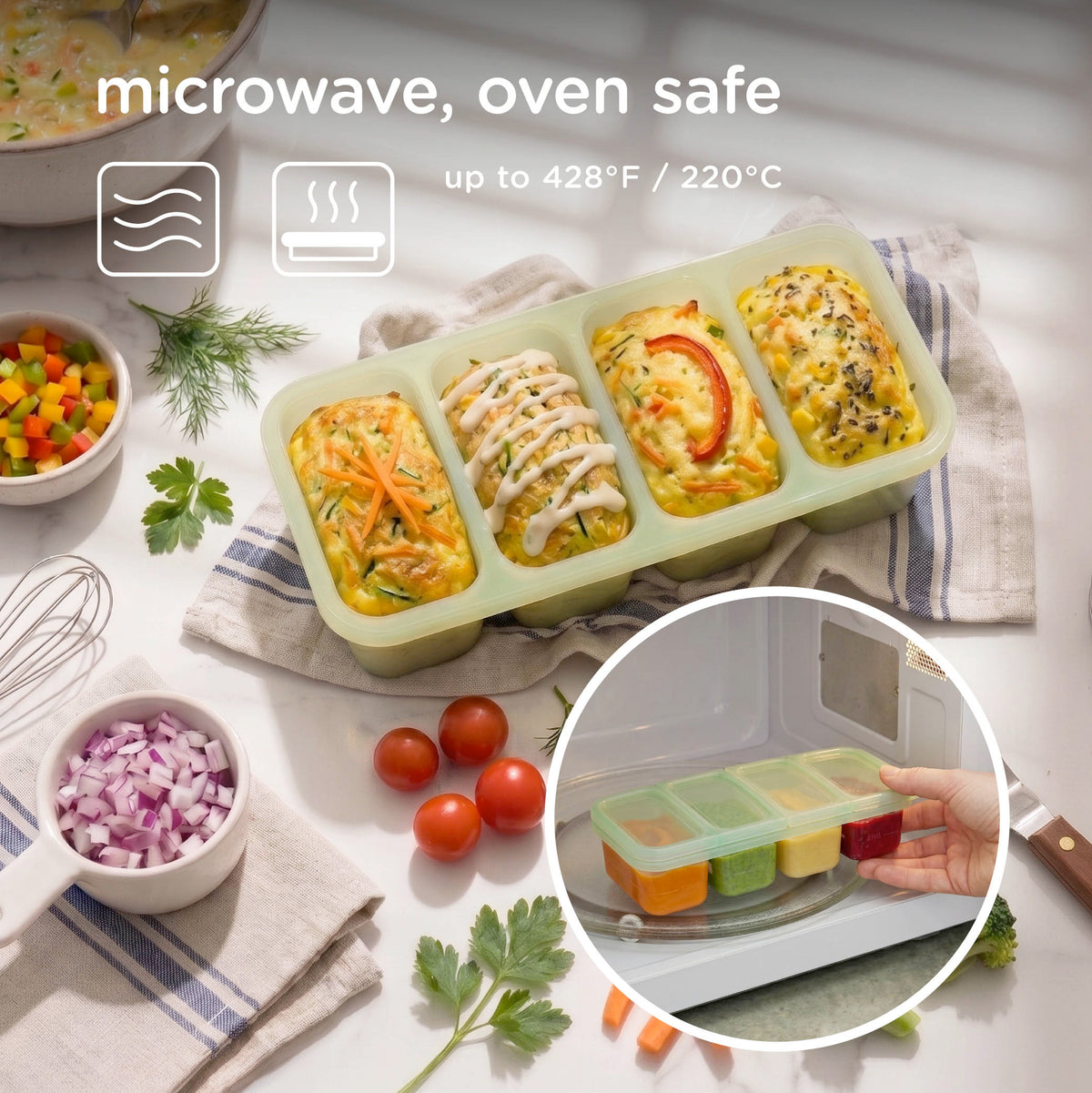 Olababy Silicone Freezer Portion Tray with Lid – ½ Cup