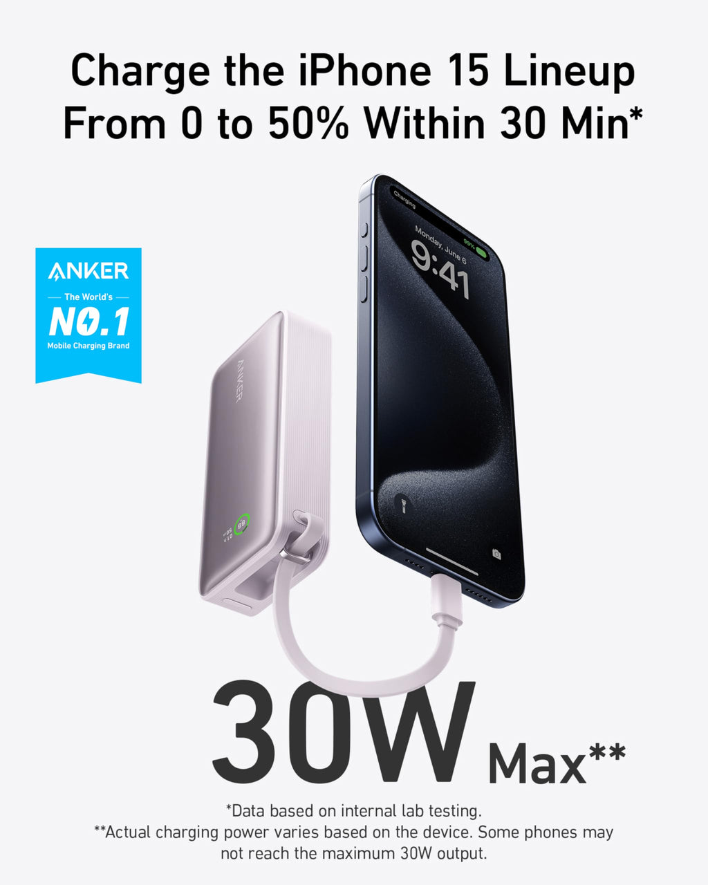 Anker Nano 10K Power Bank | 30W Built-In USB-C Cable