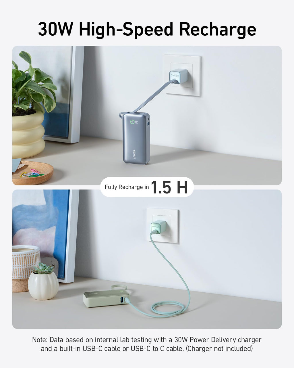 Anker Nano 10K Power Bank | 30W Built-In USB-C Cable